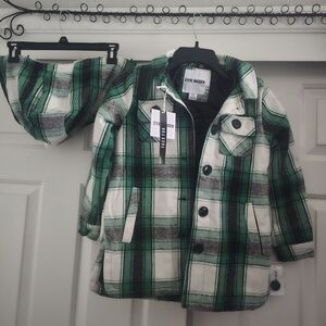 Steven Madden Green and White Plaid Button Down Shirt